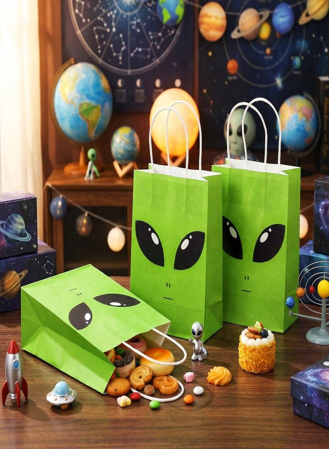 Tosstuki 12 Pcs Alien Gift Bags Alien Birthday Decoration Ufo Aliens Party Paper Bags with Handles for Kids Boys Girls Birthday Space Theme Celebrations Events Supplies - Image 5